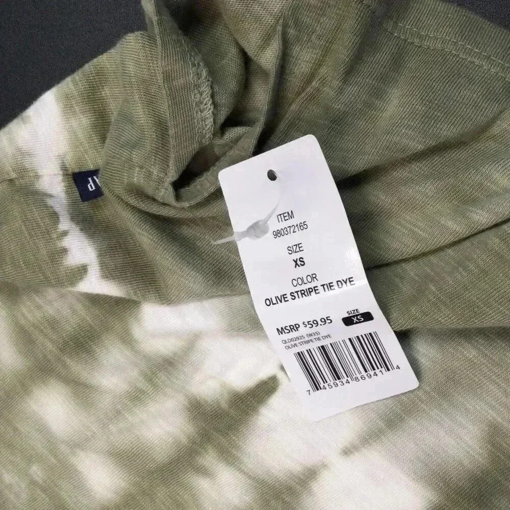 NWT Gap Womens Olive Green Striped Tie-Dye Short Sleeve T-Shirt Dress Size XS - Picture 6 of 8